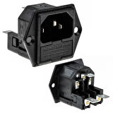 Powermaster Power Şase Çift Fuselli C14 3 Pinli Elektirik Kablosu Enerji Kablosu Soketi Bilgisayar Kasası İçin
