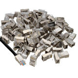 Powermaster Pm-2334 Metal RJ45 Cat5 İnternet Jack Metal Uç 8P 8C 100 Lü Paket Ethernet Soketi