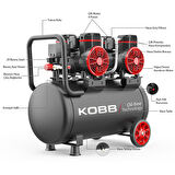 KOBB KBK50S2 4.0HP 50Lt 8Bar Çift Motorlu Yağsız Sessiz Taşınabilir Hava Kompresörü