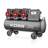 KOBB KBK100S 6.0HP 100Lt 8Bar Üç Motorlu Yağsız Sessiz Taşınabilir Hava Kompresörü