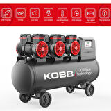 KOBB KBK100S 6.0HP 100Lt 8Bar Üç Motorlu Yağsız Sessiz Taşınabilir Hava Kompresörü