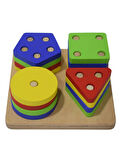 Eğitici Ahşap Şekilli Montessori Geçmeli Bul tak (4LÜ SET) Oyun Kokusuz, Sağlıklı, Boyası Çıkmaz