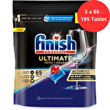 Finish Ultimate Hepsi Bir Arada Bulaşık Makinesi Tableti | 3 Paket | Toplam 195 Yıkama | Ekonomik Süper Set