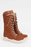 Kadın Bağcıklı Çizme Spor Taban Kışlık Ayakkabı