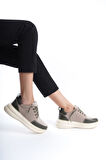 Kadın Hakiki Deri Çok Renkli Yüksek Taban Günlük Spor Ayakkabı Sneakers