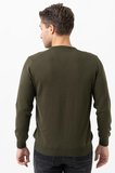 White Stone Treviso 2116 Slim Fit Pamuklu V Yaka Düz Triko Haki