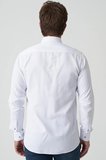 White Stone Aveiro G2513 Slim Fit Desenli Gömlek Beyaz