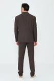 Kahverengi Çizgili 6 Drop Erkek Slim Fit Takım Elbise