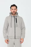Bej Kapüşonlu Fermuarlı Erkek Sweatshirt