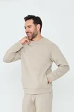 Bej Pamuklu Erkek Basic Sweatshirt