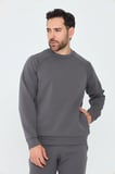 Koyu Gri Pamuklu Erkek Basic Sweatshirt