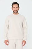 Kırık Beyaz Pamuklu Erkek Basic Sweatshirt