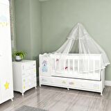 Garaj Home Pırlanta Yıldız 4Lü Uykucu Bebek Odası Takımı - Kombinli-UYKU SETİ-BEYAZ