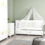 Garaj Home Pırlanta Yıldız 4Lü Uykucu Bebek Odası Takımı - Kombinli-UYKU SETİ-BEYAZ