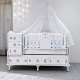 Garaj Home Elfin Denizci Sallanır Beyaz Standart Beşik + Beyaz Uyku Seti