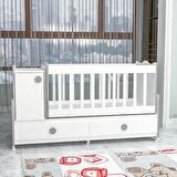 Garaj Home Pırlanta Sallanır Beyaz Gri Standart Beşik + Beyaz Uyku Seti