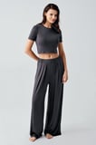 Kısa Kollu Crop Bol Paça Esnek Viskoz Pijama Takım 17216