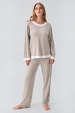 Uzun Kollu Basic Esnek Viskoz Pijama Takım 18209
