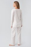 Uzun Kollu Desenli Düğmeli Esnek Pamuklu Hamile Pijama Takım 18218