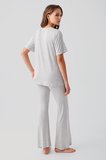 Kısa Kollu Basic İspanyol Paça Esnek Viskoz Pijama Takım 19213