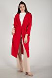 Kırmızı Krep Belden Kuşaklı Kimono 0107121.08