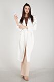 Ekru Krep Belden Kuşaklı Kimono 0107121.147
