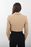 Camel Astarlı Crop Blazer Ceket 0105118.09