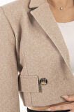 Taş Kruvaze Yaka Kaşe Crop Astarlı Blazer Ceket 0105125.50