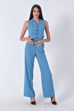 Bebe Mavi Dokuma Astarlı Crop Yelekli Takım 0106317.449