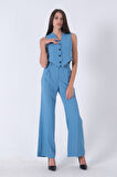 Bebe Mavi Dokuma Astarlı Crop Yelekli Takım 0106317.449