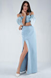 Bebe Mavi  Kolları Şifon Yırtmaçlı Abiye 9705139.449