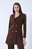 Kahve Astarlı Düğme Kapamalı Blazer Ceket 0105123.05