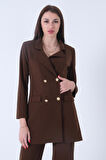 Kahve Astarlı Düğme Kapamalı Blazer Ceket 0105123.05