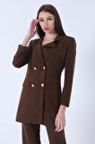Kahve Astarlı Düğme Kapamalı Blazer Ceket 0105123.05