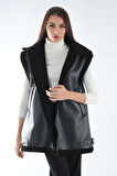 Siyah Biker Deri Yelek 31070181.01