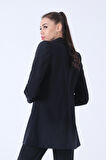 Lacivert Zebra Astar Detaylı Krep Blazer Ceket 01051201.02