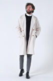 Krem Oversize Erkek Yaka Kaşe Kaban 01015002.19