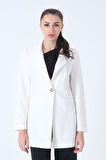 Ekru Zebra Astar Detaylı Krep Blazer Ceket 01051201.147