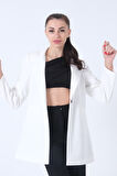 Ekru Zebra Astar Detaylı Krep Blazer Ceket 01051201.147