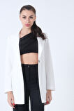 Ekru Zebra Astar Detaylı Krep Blazer Ceket 01051201.147