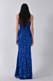 Saks Drapeli Parlak Pul Payetli Askılı Abiye 9705539.26