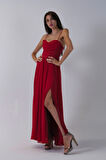 Kırmızı Askılı Drapeli Uzun Şifon Abiye 08020032.08