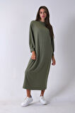 Çağla Bileği Lastikli Bisiklet Yaka Tesettür Elbise 31061510.332