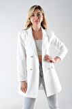 Ekru Astarlı Düğme Kapamalı Blazer Ceket 0105123.147