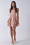 Bej İp Askılı Bel Kemer Bağlamalı Mini Boy Abiye 0802004.55