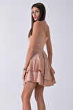 Bej İp Askılı Bel Kemer Bağlamalı Mini Boy Abiye 0802004.55