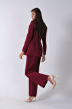 Bordo Önü 4 Düğme Kapamalı Pantolonlu Takım 4592261.04