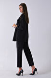 Siyah Bileği Lastikli Tunik Üzeri Detaylı Pantolonlu Takım 4577260.01