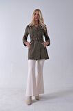 Haki Bilek ve Omuz Apolet Detaylı Kemerli Düğme Kapamalı Trenç 4200829.23