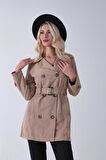 Vizon Bilek ve Omuz Apolet Detaylı Kemerli Düğme Kapamalı Trenç 4200829.34